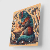 Fantasy Cat Forging in een magische workshop Vierkante Klok (Hoek)