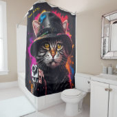 Fantasy Cat Gangster Pistool Douchegordijn (In situ)