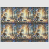 Fantasy Cat in a Floral Woodland Garden Decoupage  Tissuepapier (Voorkant)
