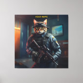 Fantasy Cat Soldier Beveiliging Canvas Afdruk (Voorkant)