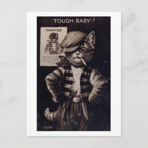 Fantasy Cat, stoere Baby Vintage Briefkaart