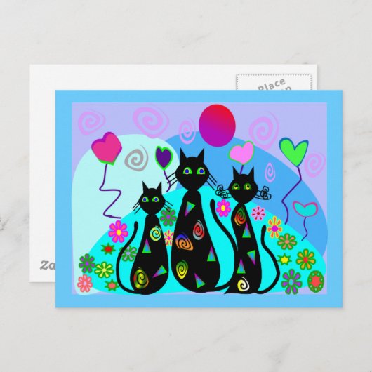 "Fantasy Cats of Summer" Briefkaart (Voorkant / Achterkant)