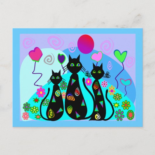 "Fantasy Cats of Summer" Briefkaart (Voorkant)