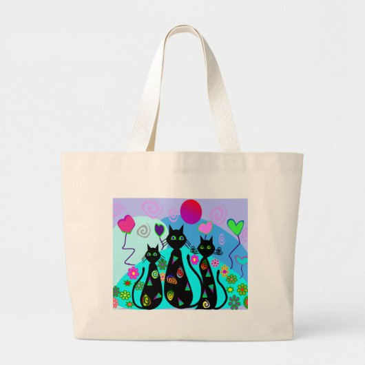 "Fantasy Cats of Summer" Grote Tote Bag (Voorkant)
