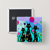 "Fantasy Cats of Summer" Vierkante Button 5,1 Cm (Voorkant /achterkant)