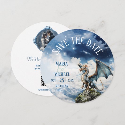 Fantasy Celtic Dragon Wedding Save the Date Kaart (Voorkant / Achterkant)