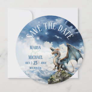 Fantasy Celtic Dragon Wedding Save the Date Kaart