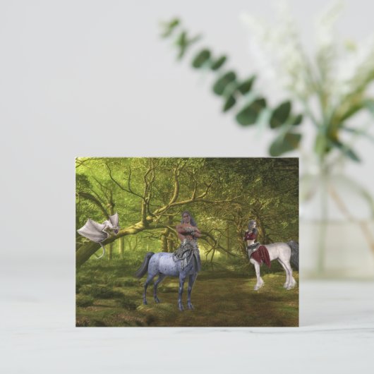 Fantasy Centaur en Dragon Briefkaart (Staand voorkant)