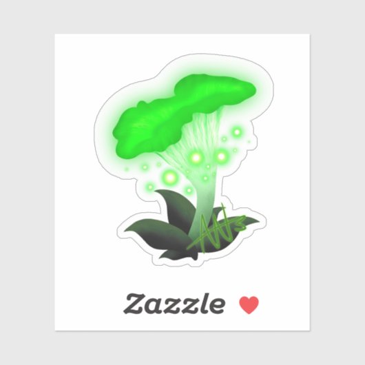 Fantasy Chanterelle Gloeiende Groene Paddestoel Cu Sticker (Vel)