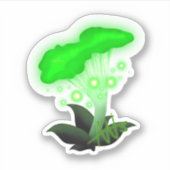 Fantasy Chanterelle Gloeiende Groene Paddestoel Cu Sticker (Voorkant)