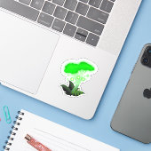 Fantasy Chanterelle Gloeiende Groene Paddestoel Cu Sticker (Laptop met iPhone)