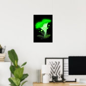 Fantasy Chanterelle Gloeiende Groene Paddestoel Poster (Thuiskantoor)