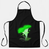 Fantasy Chanterelle Gloeiende Groene Paddestoel Zw Schort (Voorkant)