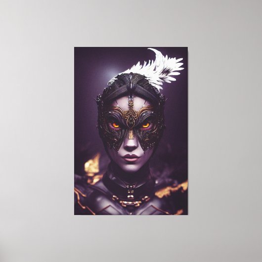 Fantasy Character Girl Hawk in Masker Canvas Afdruk (Voorkant)