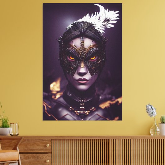 Fantasy Character Girl Hawk in Masker Canvas Afdruk (Insitu (Woonkamer))