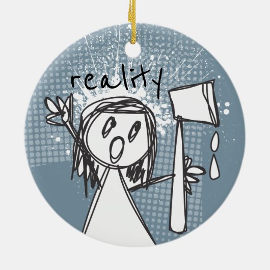 Fantasy chef versus reality cook culinaire kerstmi keramisch ornament (Achterkant)