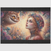 Fantasy Cheshire Cat and Alice Decoupage Tissuepapier (Voorkant)