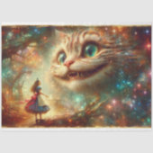 Fantasy Cheshire Cat Lacht in de Bomen Decoupage Tissuepapier (Voorkant)