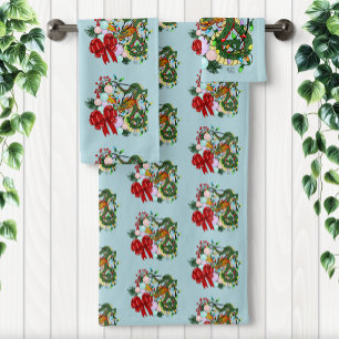 Fantasy Chinese Draak Kerst Krans Fantasie Bad Handdoek