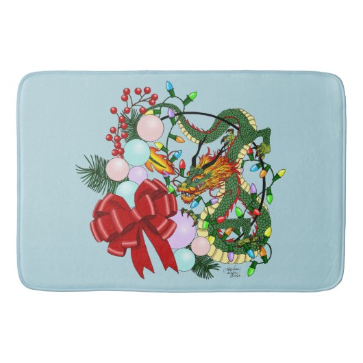Fantasy Chinese Draak Kerst Krans Fantasie Badmat (Voorkant)