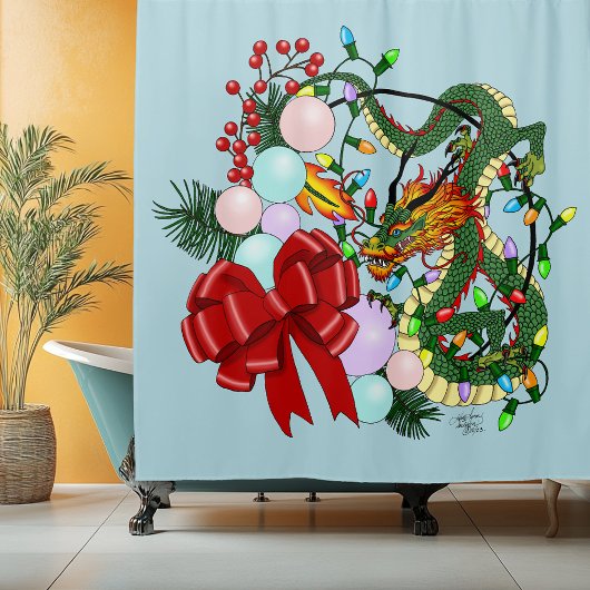 Fantasy Chinese Draak Kerst Krans Fantasie Douchegordijn