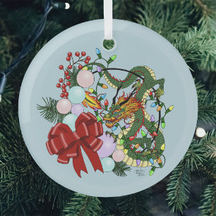 Fantasy Chinese Draak Kerst Krans Fantasie Glas Ornament