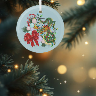 Fantasy Chinese Draak Kerst Krans Fantasie Glas Ornament