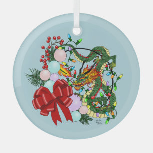 Fantasy Chinese Draak Kerst Krans Fantasie Glas Ornament
