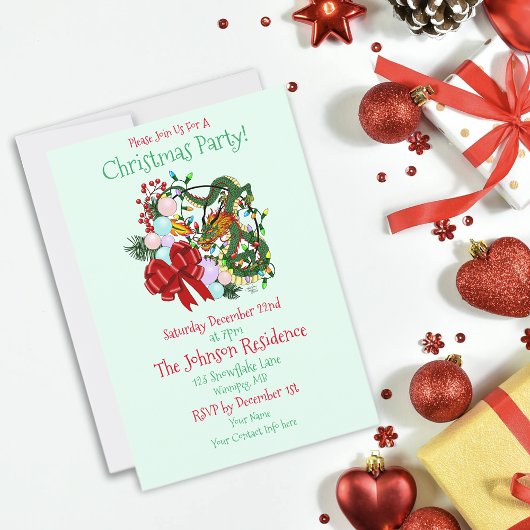 Fantasy Chinese Draak Kerst Krans Fantasie Kaart