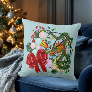 Fantasy Chinese Draak Kerst Krans Fantasie Kussen