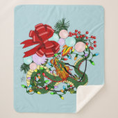 Fantasy Chinese Draak Kerst Krans Fantasie Sherpa Deken (Voorkant)