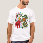 Fantasy Chinese Draak Kerst Krans Fantasie T-shirt (Voorkant)
