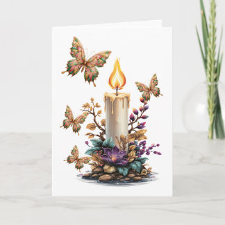 Fantasy christmas butterflies with candle feestdagen kaart