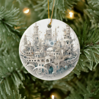 Fantasy City Glas in lood Keramische Boomdecoratie Keramisch Ornament