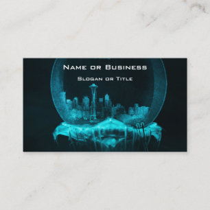 Fantasy City in een Snowglobe met een Blimp Visitekaartje