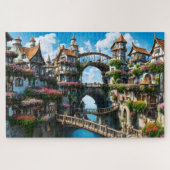Fantasy City op een klif Legpuzzel (Horizontaal)