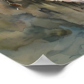 Fantasy Cliffside Fortress met uitzicht op het Zee Poster (Hoek)