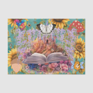 Fantasy Clipart Collage Castle Bloemen Vlinder Tissuepapier