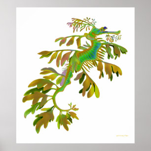 Fantasy Colored Leafy Zee Dragon Poster