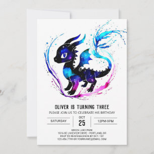 Fantasy Colorful Dragon Digital Boy Birthday Kaart