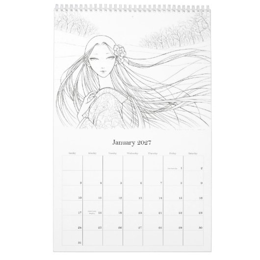Fantasy Coloring Calendar Kalender (Jan 2027)