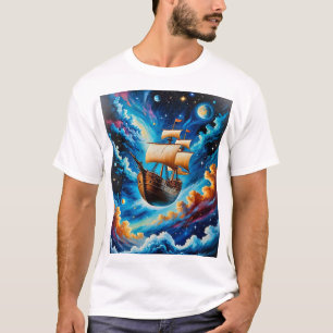 Fantasy Cosmic Ship Voyage T-shirt voor dromers