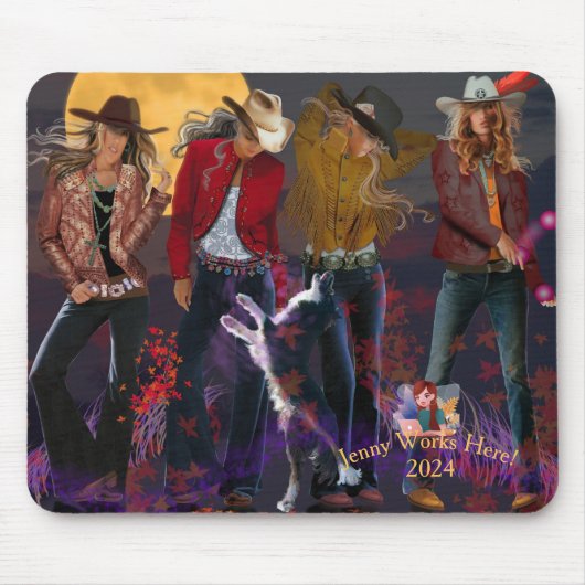 Fantasy Cowgirl, Gepersonaliseerde Logo, Mousepad Muismat (Voorkant)