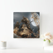 Fantasy Crane Operator Mannen in Bucket Trust Nigh Vierkante Klok (Huis)