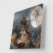 Fantasy Crane Operator Mannen in Bucket Trust Nigh Vierkante Klok (Hoek)