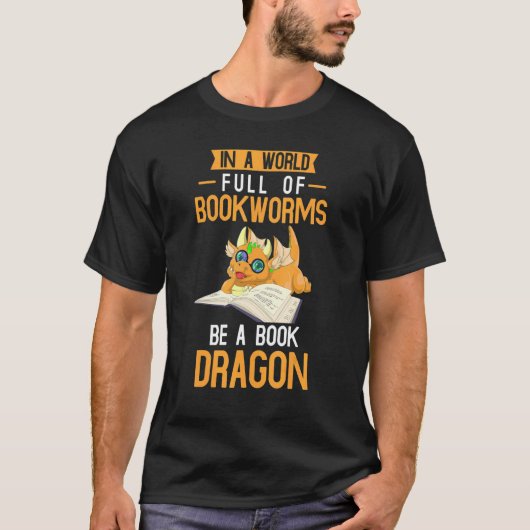 Fantasy Creature Library Bookworm Reading Book Dr. T-shirt (Voorkant)