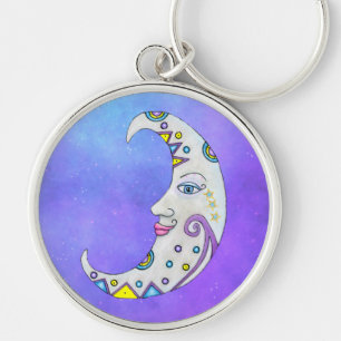 Fantasy Crescent Moon Colorful Markets Stars Sky Sleutelhanger