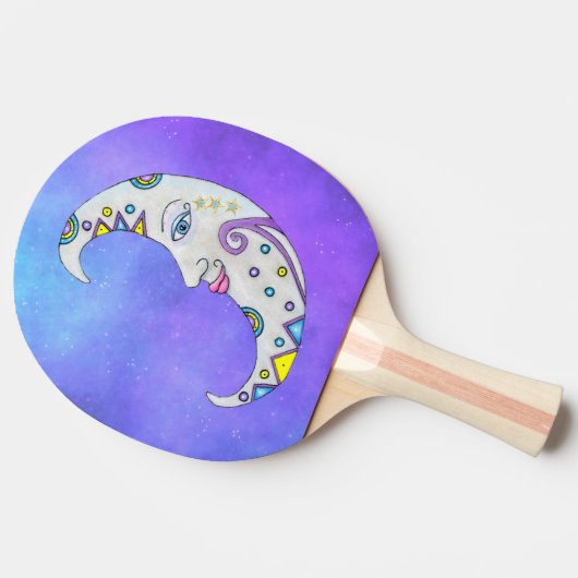 Fantasy Crescent Moon gezicht Abstracte markeringe Tafeltennisbatje (Zijkant)
