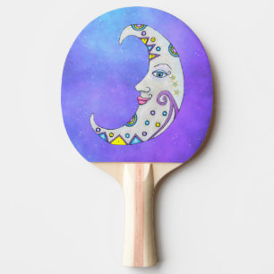 Fantasy Crescent Moon gezicht Abstracte markeringe Tafeltennisbatje