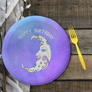 Fantasy Crescent Moon  gezicht kleurrijke vormen Papieren Kommen